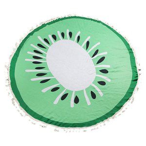 LOF Kiwi Print Round Beach Throw Tassels Cover Up